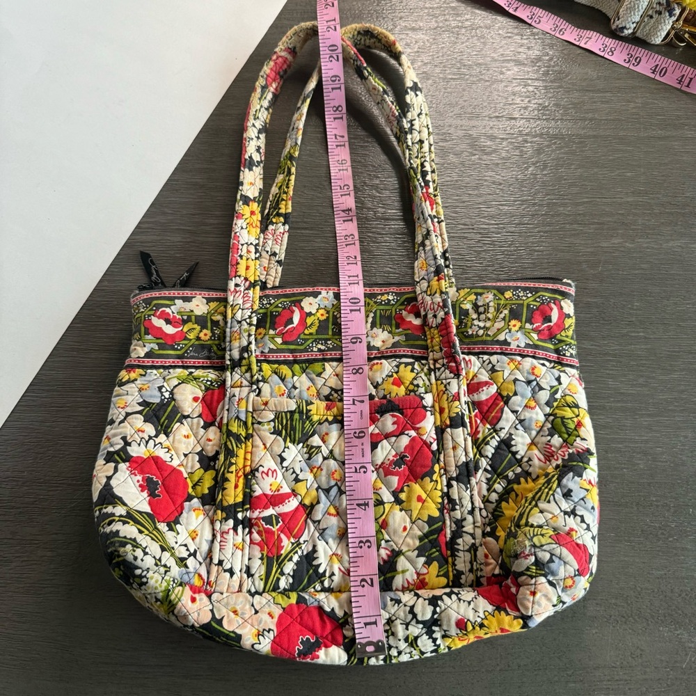 Vera Bradley Tote Bag Purse Red Yellow Floral Quilted - Picture 11 of 12